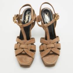Saint Laurent Brown Suede Tribute Sandals Size 39