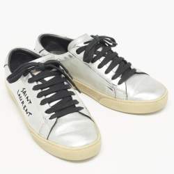 Saint Laurent Silver Leather Court Classic Sneakers Size 39.5