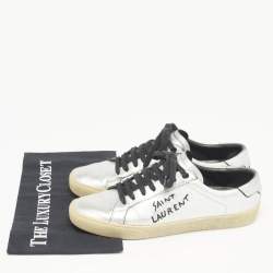 Saint Laurent Silver Leather Court Classic Sneakers Size 39.5