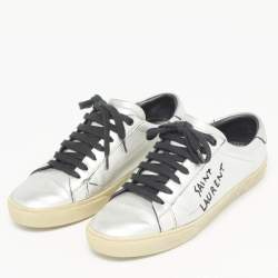Saint Laurent Silver Leather Court Classic Sneakers Size 39.5