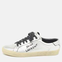 Saint Laurent Silver Leather Court Classic Sneakers Size 39.5