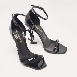 Pre Owned Saint Laurent Black Patent Leather Opyum Sandals Size 35