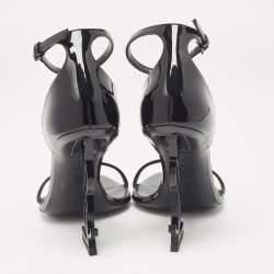 Pre Owned Saint Laurent Black Patent Leather Opyum Sandals Size 35