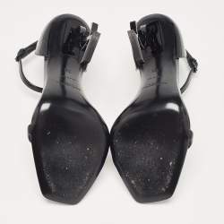 Pre Owned Saint Laurent Black Patent Leather Opyum Sandals Size 35