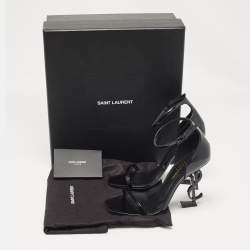Pre Owned Saint Laurent Black Patent Leather Opyum Sandals Size 35