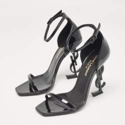 Pre Owned Saint Laurent Black Patent Leather Opyum Sandals Size 35