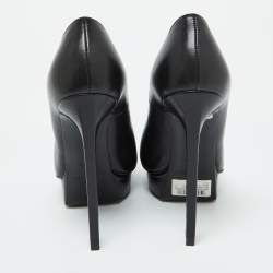 Saint Laurent Black Leather Janis Pointed Toe Platform Pumps Size 35