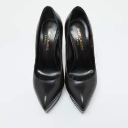 Saint Laurent Black Leather Janis Pointed Toe Platform Pumps Size 35