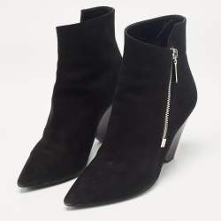 Saint Laurent Black Suede Ankle Length Boots Size 37