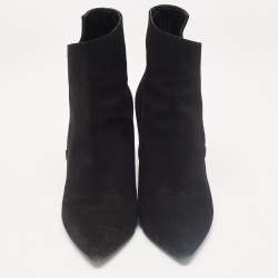 Saint Laurent Black Suede Ankle Length Boots Size 37