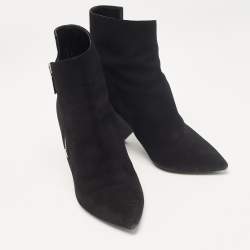 Saint Laurent Black Suede Ankle Length Boots Size 37