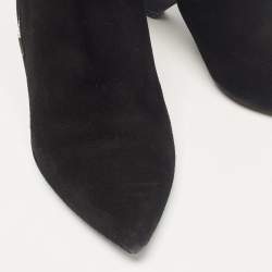 Saint Laurent Black Suede Ankle Length Boots Size 37