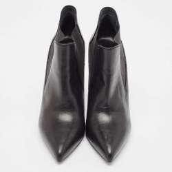 Saint Laurent Black Leather Ela Ankle Booties Size 40