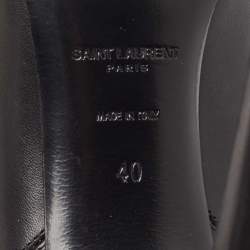 Saint Laurent Black Leather Ela Ankle Booties Size 40