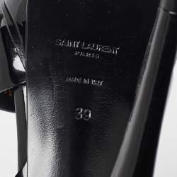 Saint Laurent Black Patent Leather Tribute Platform Sandals Size 39