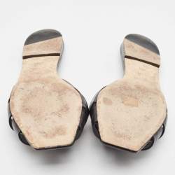 Saint Laurent Black Leather Tribute Flat Sandals Size 38.5
