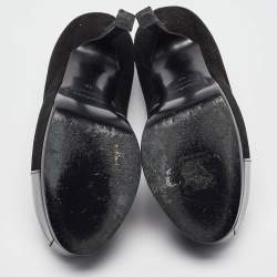 Saint Laurent Black Patent Leather and Suede Tribtoo Platform Pumps Size 36