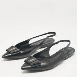 Pre Owned Saint Laurent Black Leather Anais Slingback Flats Size 37