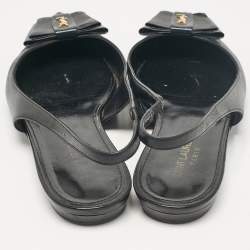 Pre Owned Saint Laurent Black Leather Anais Slingback Flats Size 37