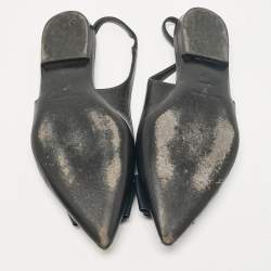 Pre Owned Saint Laurent Black Leather Anais Slingback Flats Size 37