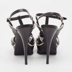 Saint Laurent Black Leather Tribute Sandals Size 38