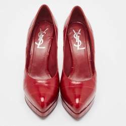 Saint Laurent Burgundy Eel Leather Tribtoo Platform Pumps Size 35.5