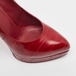 Saint Laurent Burgundy Eel Leather Tribtoo Platform Pumps Size 35.5