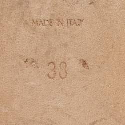 مملوكة مسبقًا Saint Laurent Gold Leather Tribute Flat Slides Size 38