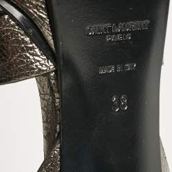 Saint Laurent Metallic Leather Tribute Ankle Strap Sandals Size 38