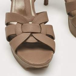 Saint Laurent Brown Leather Tribute Sandals Size 39
