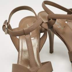 Saint Laurent Brown Leather Tribute Sandals Size 39