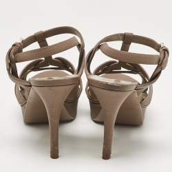 Saint Laurent Brown Leather Tribute Sandals Size 39