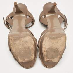 Saint Laurent Brown Leather Tribute Sandals Size 39
