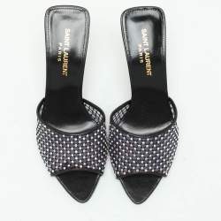 Saint Laurent Transparent Embellished PVC Slide Sandals Size 36