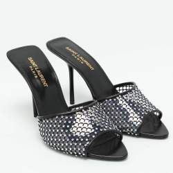 Saint Laurent Transparent Embellished PVC Slide Sandals Size 36