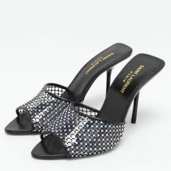 Saint Laurent Transparent Embellished PVC Slide Sandals Size 36