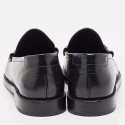Saint Laurent Black Leather Slip On Loafers Size 38