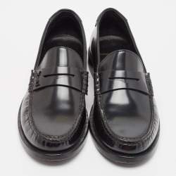 Saint Laurent Black Leather Slip On Loafers Size 38