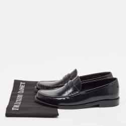 Saint Laurent Black Leather Slip On Loafers Size 38
