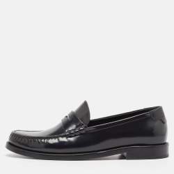 Saint Laurent Black Leather Slip On Loafers Size 38