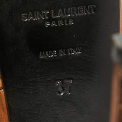 مملوكة مسبقًا Saint Laurent Brown Leather Gladiator Slide Sandals Size 37