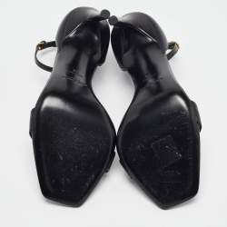 Saint Laurent Black Leather Jane Ankle Strap Sandals Size 38