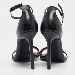 Saint Laurent Black Leather Jane Ankle Strap Sandals Size 38