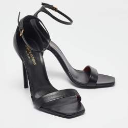 Saint Laurent Black Leather Jane Ankle Strap Sandals Size 38