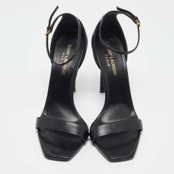Saint Laurent Black Leather Jane Ankle Strap Sandals Size 38
