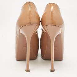 Saint Laurent Beige Patent Leather Tribtoo Pumps Size 40