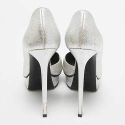 Pre Owned Saint Laurent Silver Leather Janis D'orsay Pumps Size 39