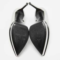 Pre Owned Saint Laurent Silver Leather Janis D'orsay Pumps Size 39