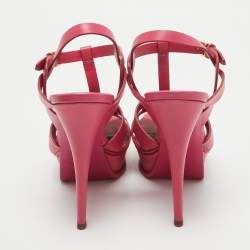 Saint Laurent Pink Leather Tribute Sandals Size 37.5