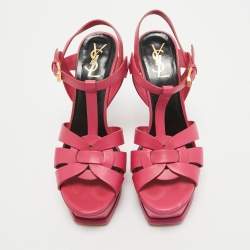 Saint Laurent Pink Leather Tribute Sandals Size 37.5